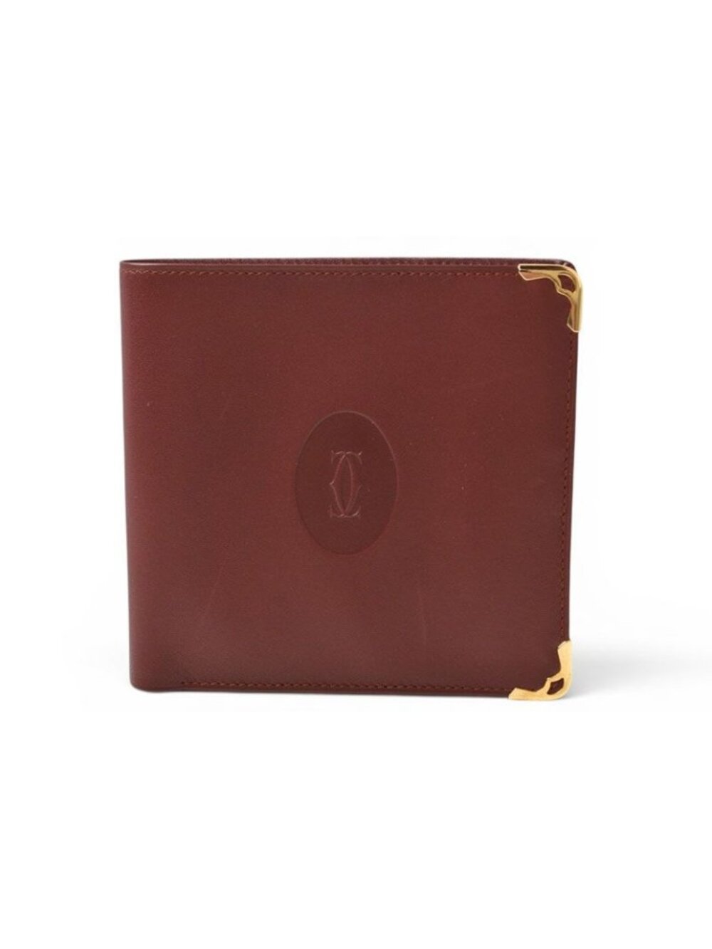 Cartier Fold Wallet Bifold Vintage Billfold Must de Cartier Bordeaux